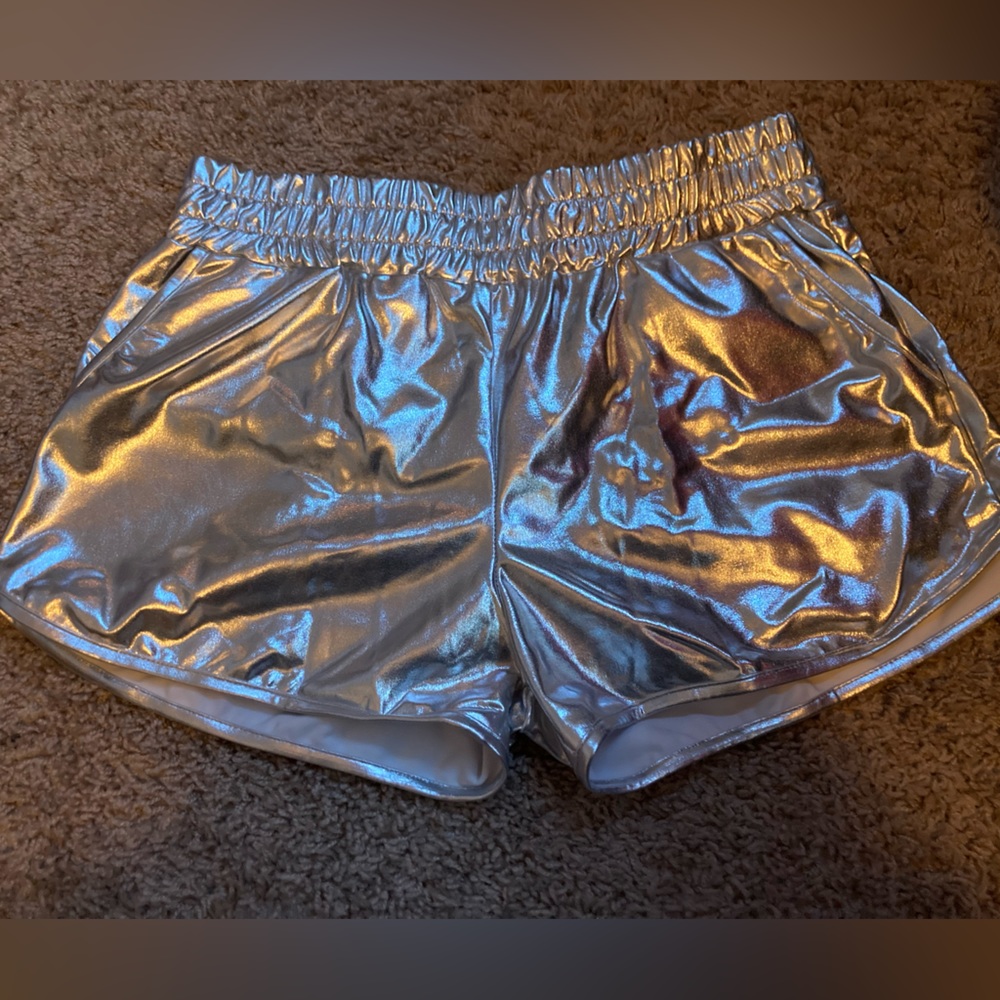 Metallic grey amazon shorts